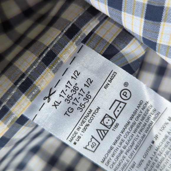 Banana Republic xl non-iron untucked fit checker print button down 17-17 1/2 nwt - Picture 7 of 7